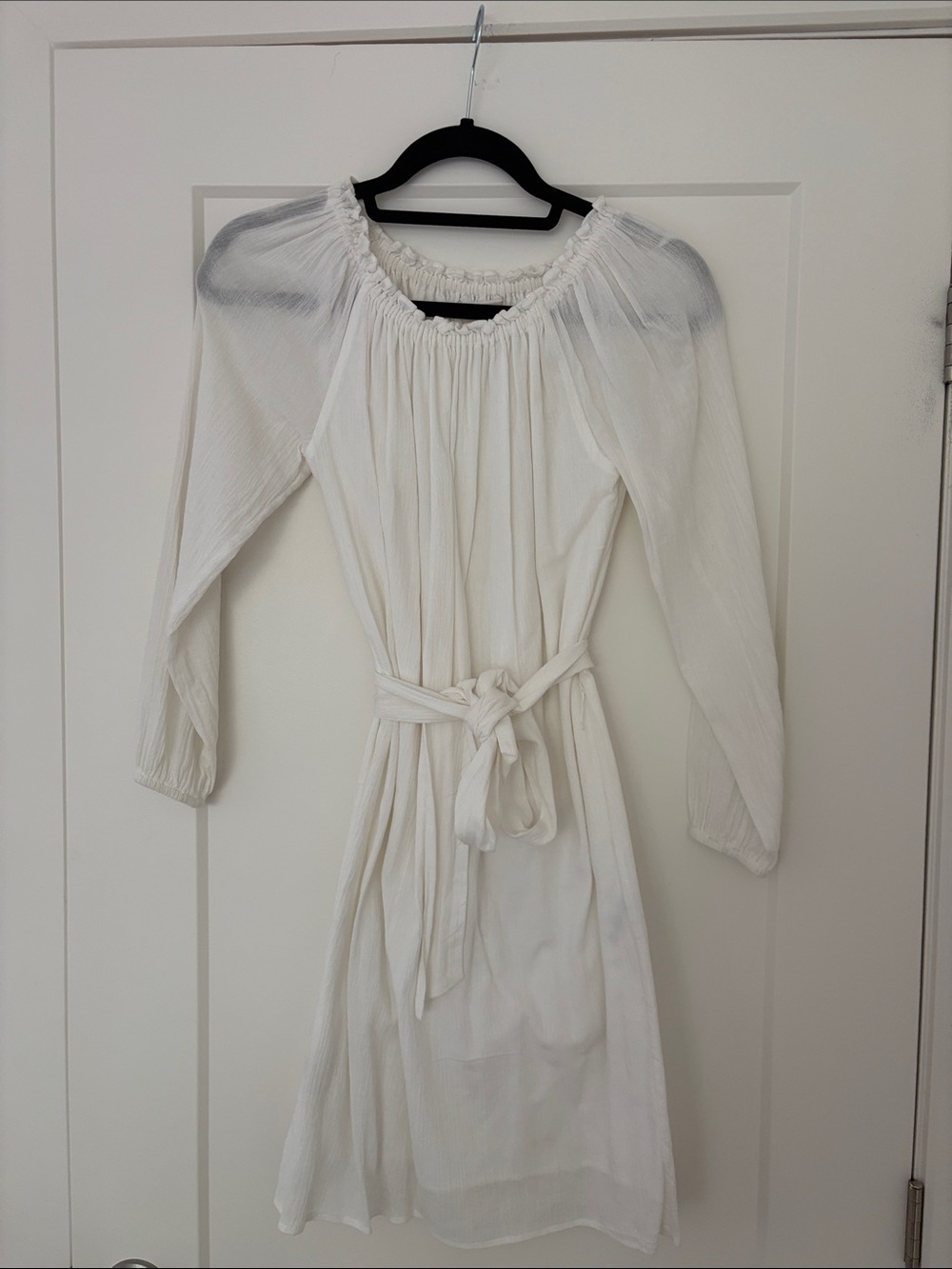 MICHAEL Michael Kors White Long-Sleeve Tie-Waist Mini Dress
